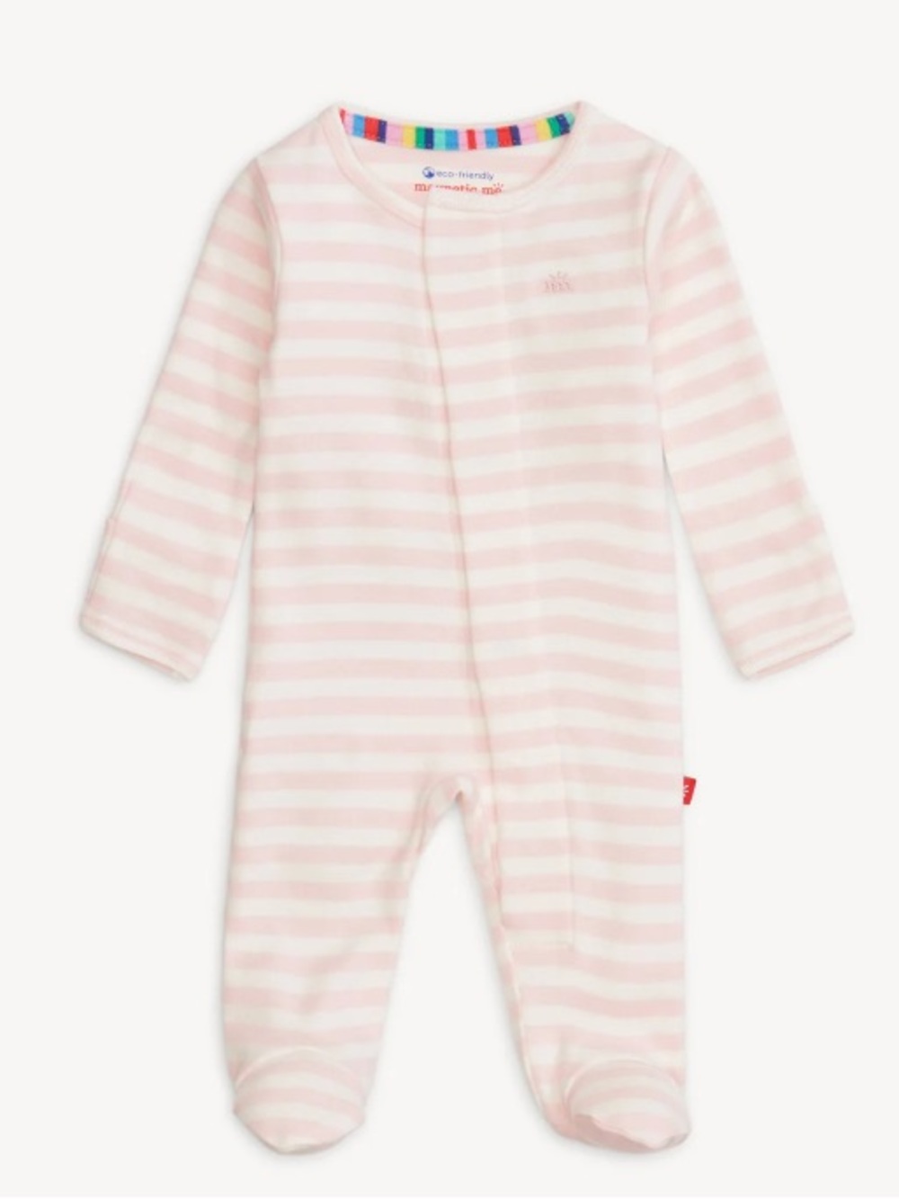 Magnetic Me Baby Striped One-Piece Footed Sleeper - Pink & White. Size 0-3 - Picture 1 of 5